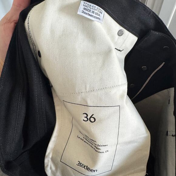 3sixteen Japanese Selvedge Classic Tapered Black Denim Jeans 36 NEW Button Fly - Picture 7 of 7